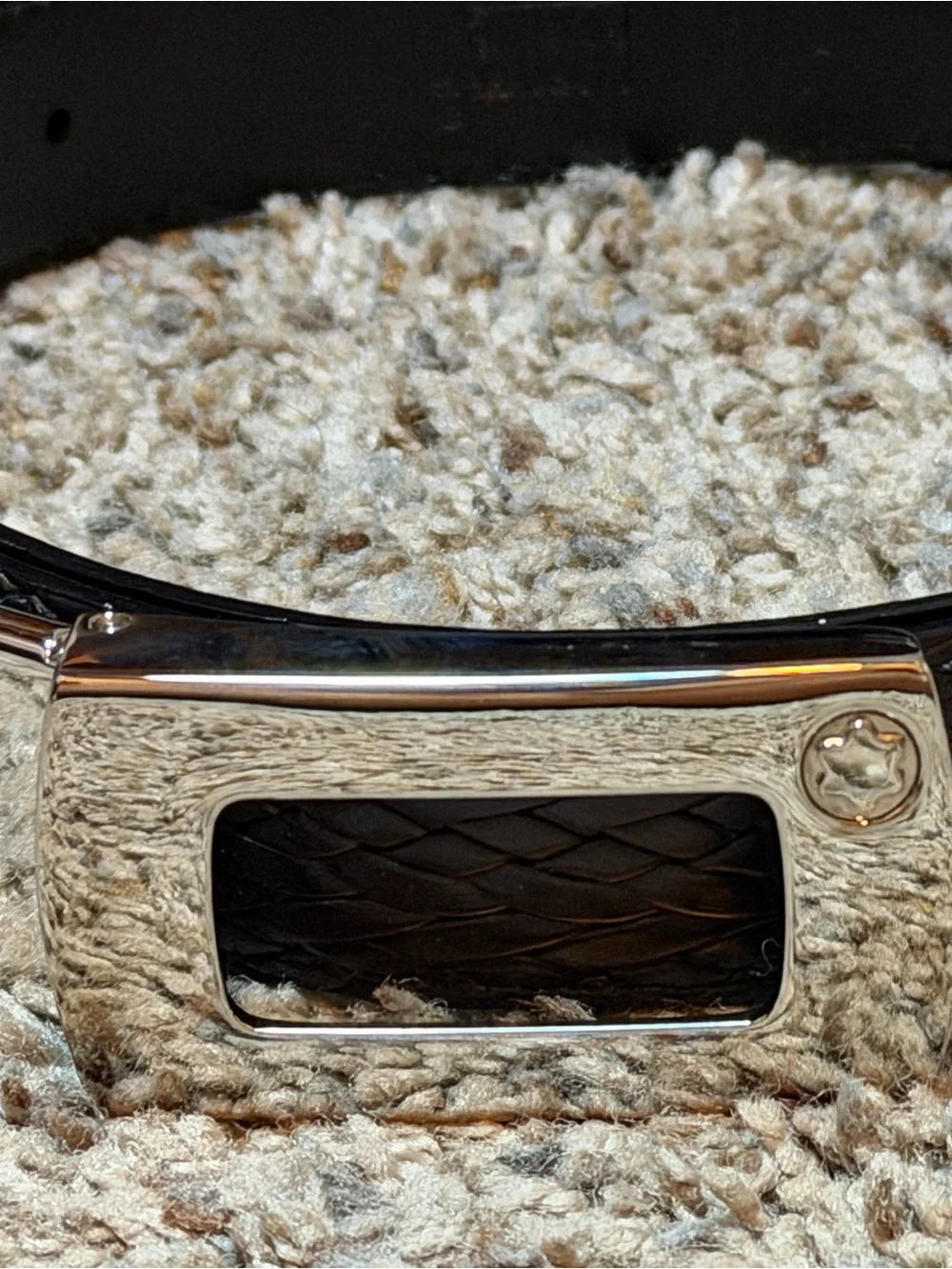 Montblanc Meisterstuck Rectangular Palladium Box Buckle Woven Strap